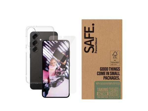 SAFE. by PanzerGlass - 2-i-1-pakke - baksidedeksel for mobiltelefon - termoplast-polyuretan (TPU) - gjennomsiktig - med skjermbeskytter (en pakke 5...