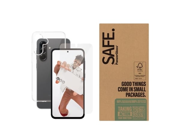 SAFE. by PanzerGlass - 2-i-1-pakke - baksidedeksel for mobiltelefon - termoplast-polyuretan (TPU) - gjennomsiktig - med skjermbeskytter (en pakke 5...