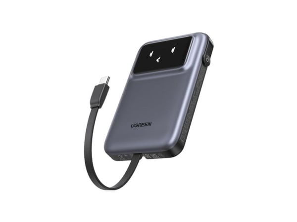 Powerbank 10000mAh Ugreen Uno PB511, 30W, sisäänrakennettu USB-C-kaapeli (harmaa)