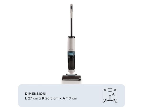 Ariete 2483/00, Skaftdammsugare, 2-i-1, Utan påse, Vit, Ljusblå, 0,7 l, 0,5 l, Plast