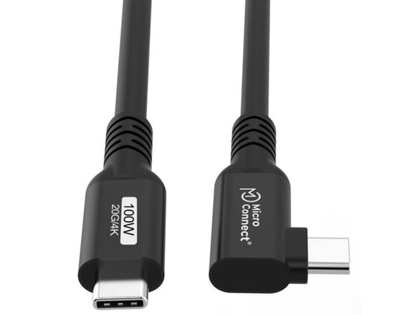 MicroConnect Premium - USB-kaapeli - USB-C (uros) suora - USB-C (uros) kulma - USB 3.2 Gen 2x2 - 20 V - 5 A - 15 cm - USB Power Delivery (100 W), j...
