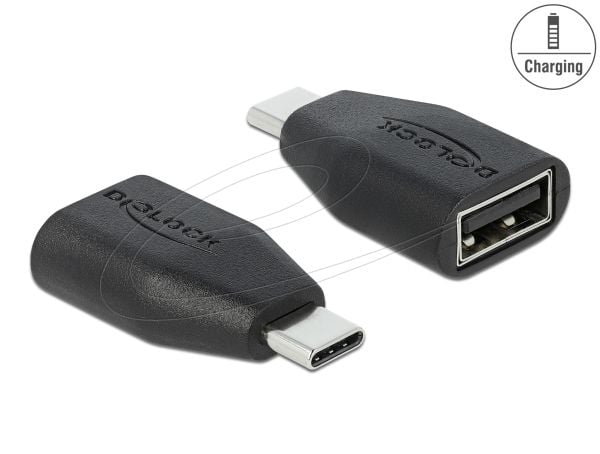 DeLOCK 66528, USB Type-C, USB A-tyyppi, Musta