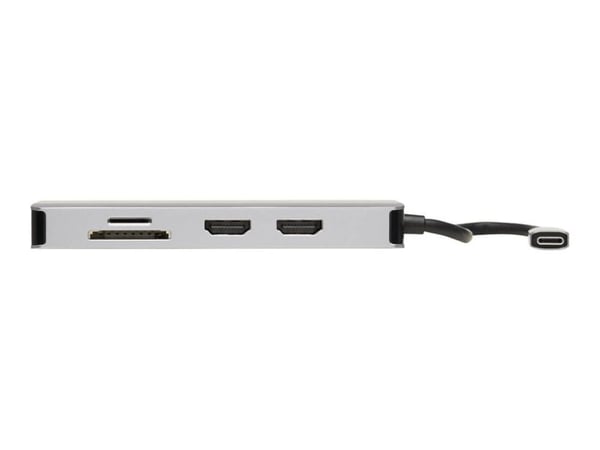 Eaton Tripp Lite Series USB-C Dock, Dual Display - 4K 60 Hz HDMI, USB 3.2 Gen 1, USB-A Hub, GbE, Memory Card, 100W PD Charging, Gray - Dokkingstasj...