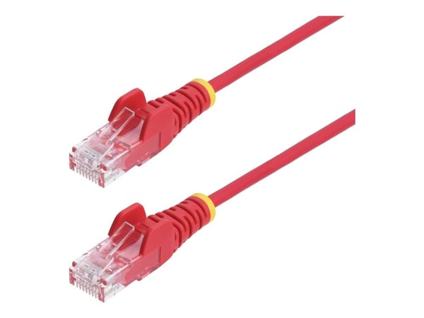 Startech - Koblingskabel - RJ-45 (hann) til RJ-45 (hann) - 25 cm - 3.6 mm - UTP - CAT 5/5e/6 - IEEE 802.3bt - halogenfri, uten hindringer, rett - rød