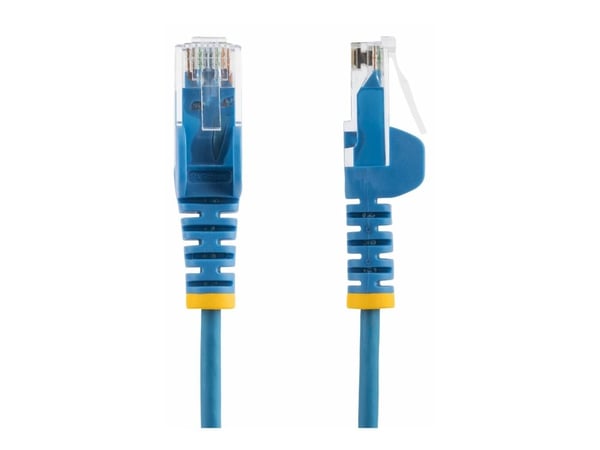 Startech - Koblingskabel - RJ-45 (hann) til RJ-45 (hann) - 25 cm - 3.6 mm - UTP - CAT 5/5e/6 - IEEE 802.3bt - halogenfri, uten hindringer, rett - blå
