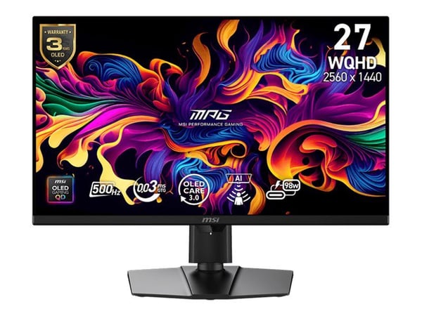 MSI MPG 271QRDE X50 - OLED-skjerm - gaming - 27" (26.5" synlig) - 2560 x 1440 WQHD @ 500 Hz - 1000 cd/m² - 1500000:1 - DisplayHDR 500 True Black - ...