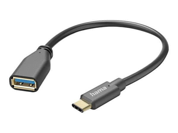 Hama USB-adapterkabel, OTG, USB-C-plugg - USB-A-kontakt, 15 cm, svart (00125105)