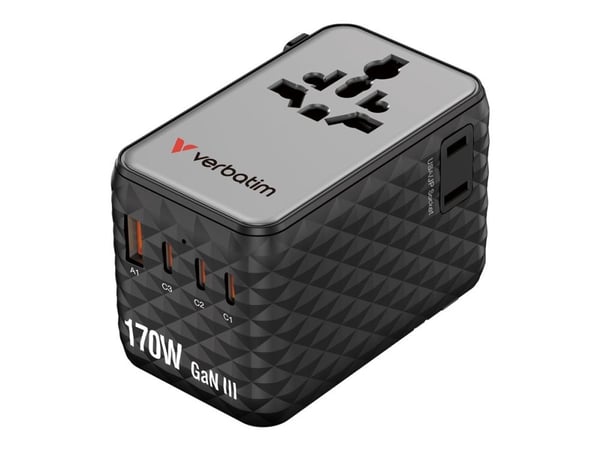 Verbatim Charge 'n' Travel - Strømadapter - GaN III, universal - 170 Watt - 10 A - Power Delivery 3.0 + PPS, Power Delivery 3.1, QC 3.0, QC 4.0+, U...