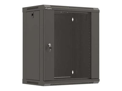 Lanberg WF03 Series - Skap - 540 x 350, flat pack, with glass door - veggmonterbar - svart, RAL 9004 - 12U - 19"
