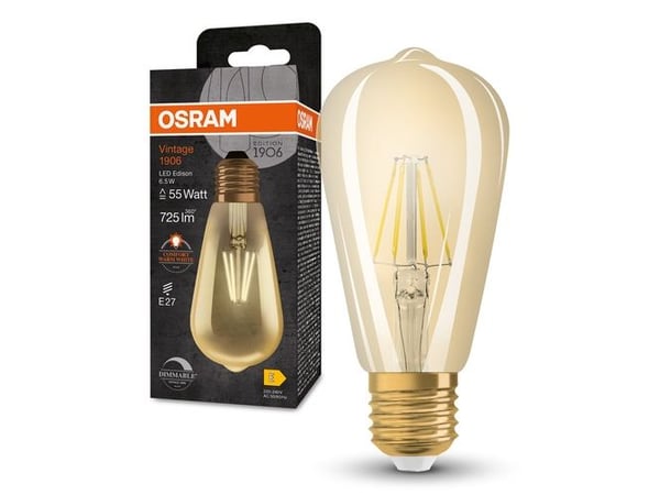LEDVANCE Vintage 1906 LED edison kultainen hehkulanka 725lm 6.5W/824 (55W) E27 himmennettävä