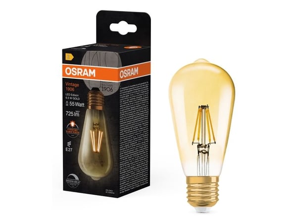 LEDVANCE Vintage 1906 LED edison kultainen hehkulanka 725lm 6.5W/824 (55W) E27 himmennettävä