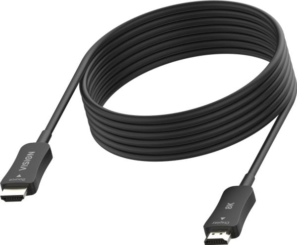 VISION - HDMI-kabel - HDMI hann til HDMI hann - 30 m - fiberoptisk - svart - støtter Dynamisk HDR10, 8 K 60 Hz (7680 x 3220) støtte, 4K 120 Hz støt...