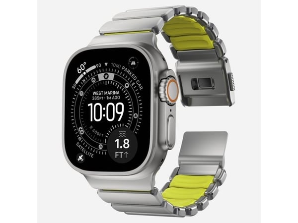 NOMAD Stratos Band - titanarmbånd for Apple Watch 49 mm med FKM (naturlig titan, volt FKM)