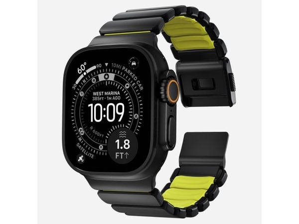 NOMAD Stratos Band - titanarmbånd for Apple Watch 49 mm med FKM (svart titan, volt FKM)