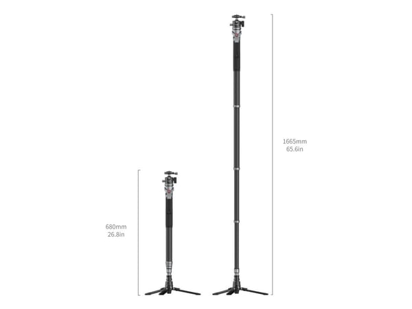 SmallRig 5564, 166,5 cm, 1/4, 3/8", Alumiini, Hiilikuitu, Muovi, Musta