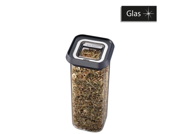 GEFU PANTRY mini, Beholder, Rektangulær, 0,4 l, Svart, Gjennomsiktig, Borosilikatglass, Plast, Silikon, Rustfritt stål, 70 mm