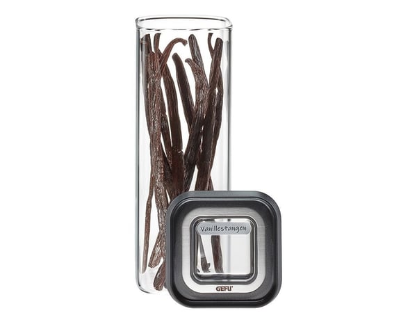 GEFU PANTRY mini, Beholder, Rektangulær, 0,4 l, Svart, Gjennomsiktig, Borosilikatglass, Plast, Silikon, Rustfritt stål, 70 mm