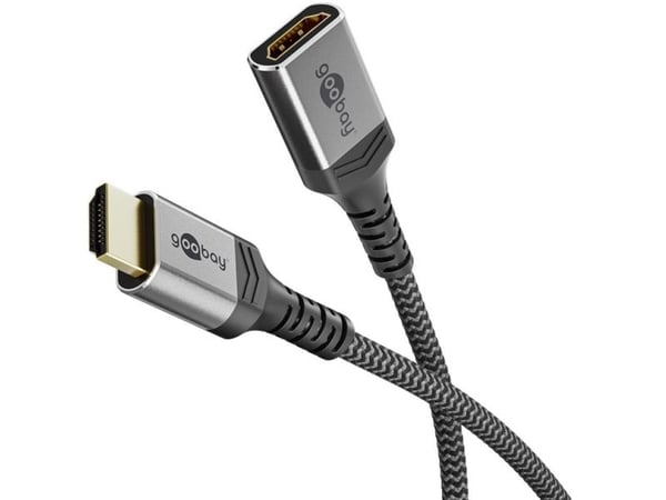 Goobay 79104, 1 m, HDMI Type A (Standard), HDMI Type A (Standard), 3D, 48 Gbit/s, Svart, Sølv