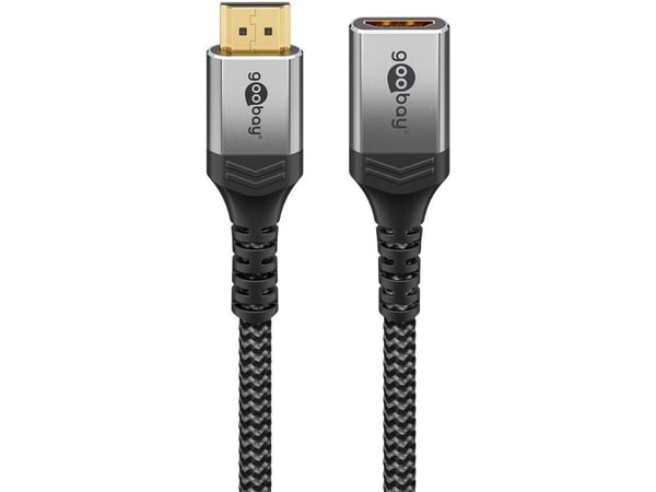 Goobay 79104, 1 m, HDMI Type A (Standard), HDMI Type A (Standard), 3D, 48 Gbit/s, Svart, Sølv