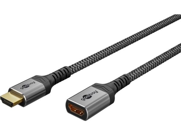 Goobay 79106, 2 m, HDMI Type A (Standard), HDMI Type A (Standard), 3D, 48 Gbit/s, Svart, Sølv
