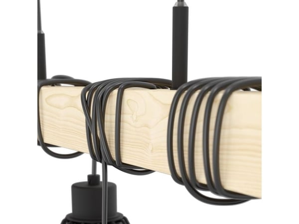 EGLO Townshend 5 langt bord, 4xE27, L700, sort/tre