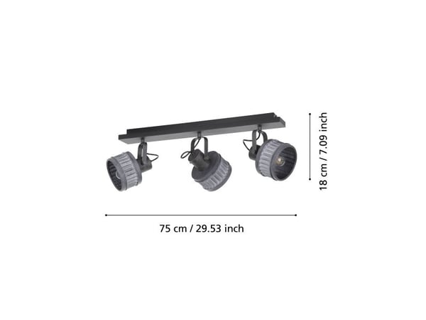 EGLO TURROCK SPOTLIGHT SKINNE 3XE27 SVART