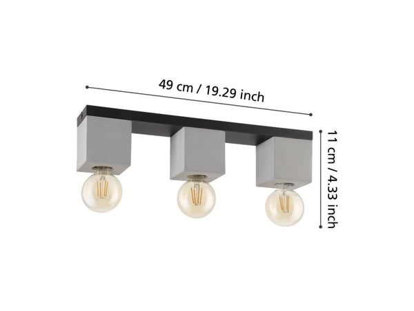 EGLO PRESTWICK 3, 3 lamppu(a), LED, E27, IP20, Musta, Harmaa