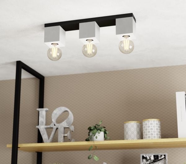 EGLO PRESTWICK 3, 3 lamppu(a), LED, E27, IP20, Musta, Harmaa