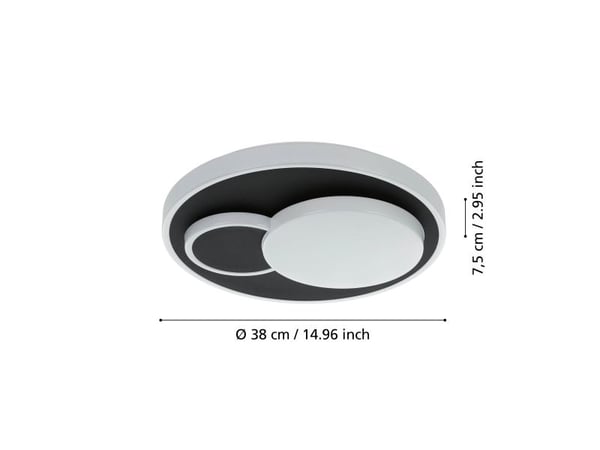 EGLO LEPRESO CEILING 2300LM Ø380 SVART/HVIT