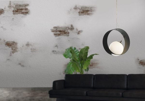 EGLO CAMARGO pendel i svart med opal glasskjerm