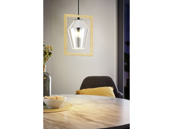 EGLO Viglioni, Sort, Brun, Rustfritt stål, Tre, Stål, Tre, Glass, Sort, Innendørs