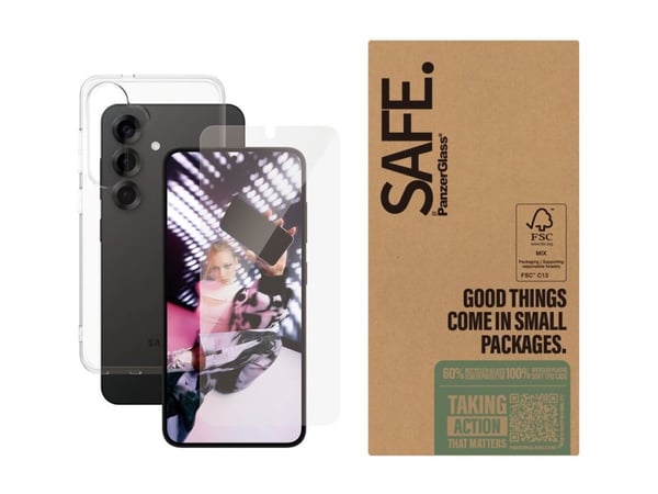 SAFE. by PanzerGlass - 2-i-1-pakke - baksidedeksel for mobiltelefon - termoplast-polyuretan (TPU) - gjennomsiktig - med skjermbeskytter (en pakke 5...