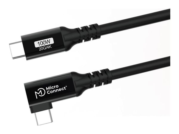 MicroConnect Premium - USB-kaapeli - USB-C (uros) suora - USB-C (uros) kulma - USB 3.2 Gen 2x2 - 20 V - 5 A - 15 cm - USB Power Delivery (100 W), j...