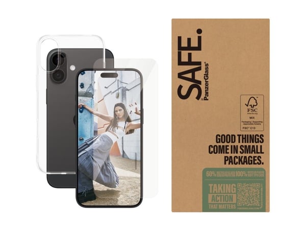 SAFE. by PanzerGlass - 2-in-1 Protection - baksidedeksel for mobiltelefon - termoplast-polyuretan (TPU), polyethlen-tereftalat (PET) - gjennomsikti...