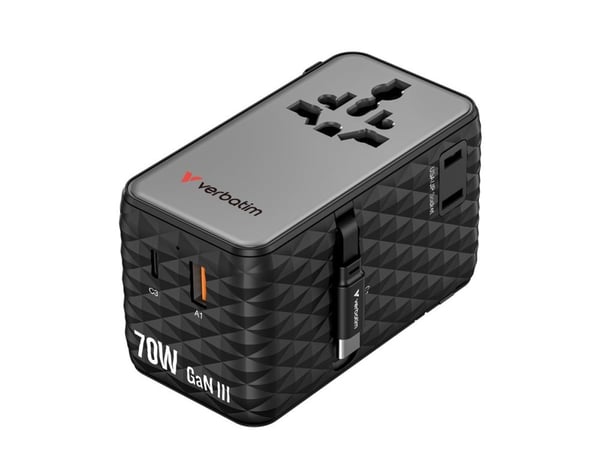 Verbatim Charge ''n'' Travel 70W, Sisätila, AC, 250 V, 10 A, musta