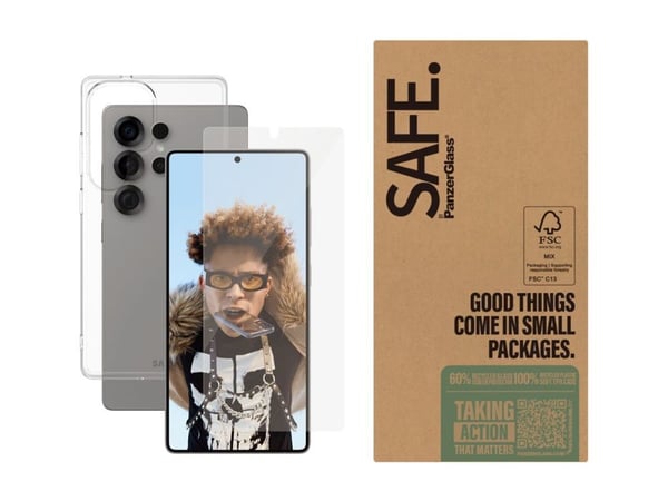 SAFE. by PanzerGlass - 2-i-1-pakke - baksidedeksel for mobiltelefon - termoplast-polyuretan (TPU) - gjennomsiktig - med skjermbeskytter (en pakke 5...