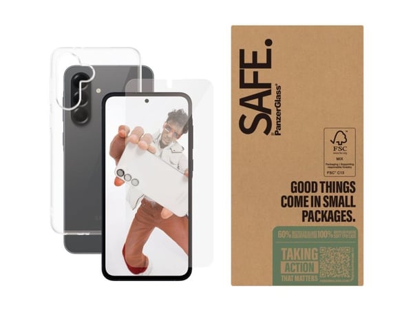 SAFE. by PanzerGlass - 2-i-1-pakke - baksidedeksel for mobiltelefon - termoplast-polyuretan (TPU) - gjennomsiktig - med skjermbeskytter (en pakke 5...
