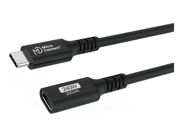 MicroConnect Premium - USB-forlengelseskabel - USB-C (hunn) til USB-C (hann) - USB 3.2 Gen 2x2 - 20 V - 5 A - 15 cm - USB Power Delivery (240 W), u...