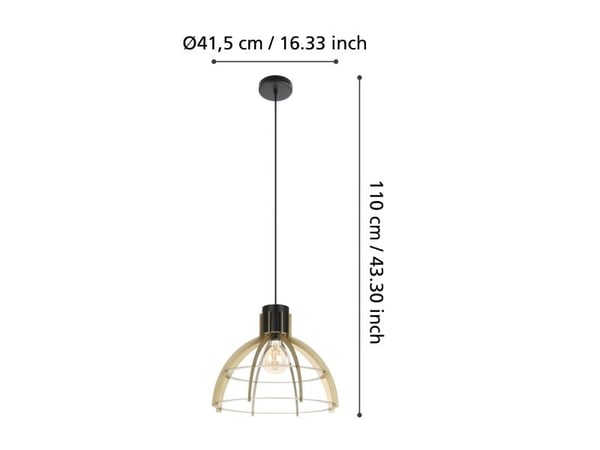 EGLO STILLINGTON PENDEL E27 SORT/GULD