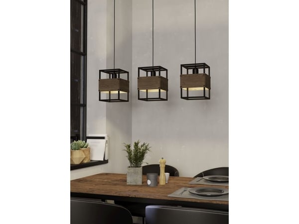 EGLO EVESHAM LANGBORD 3XE27 SVART TRE