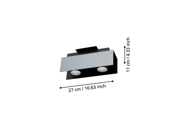 EGLO 97395, 2 ampuller, LED, GU10, 400 lm, Aluminium, Sort, Hvit
