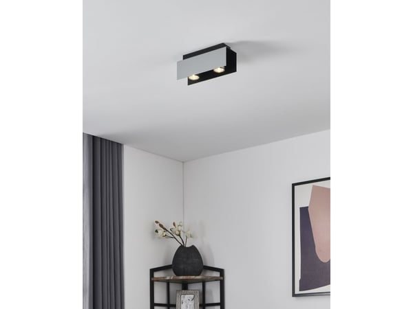 EGLO 97395, 2 ampuller, LED, GU10, 400 lm, Aluminium, Sort, Hvit