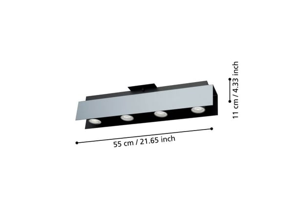 EGLO 97397, 4 ampuller, LED, GU10, 400 lm, Aluminium, Sort