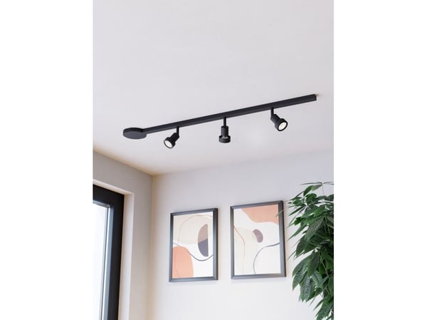EGLO EASYT skinne sett m/3 GU10 spots + tilkobling, sort