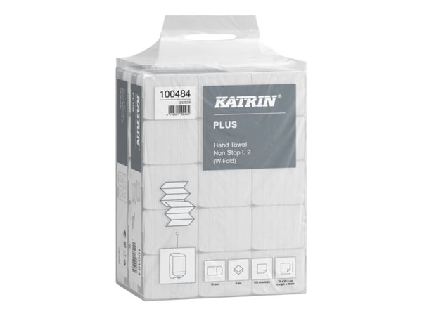 Papirhåndklæder ark, Katrin, Plus, hvid 203mmx320mm, karton a 1995 stk