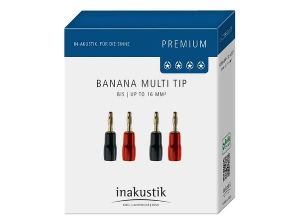 Inakustik 00814831, 4mm Banana, Sort, Rød, Hankjønn, Rett, Messing, RoHS