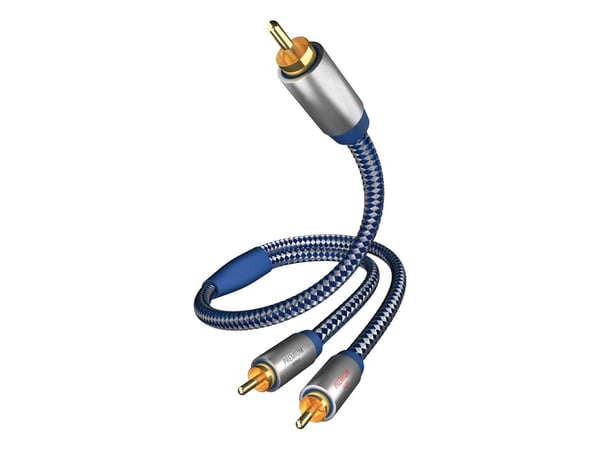 in-akustik Premium Audio - Audiokaapeli - RCA uros RCA x 2 uros - 3 m - kaksoissuojattu - sininen, hopea