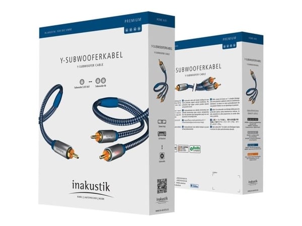 in-akustik Premium Audio - Audiokaapeli - RCA uros RCA x 2 uros - 3 m - kaksoissuojattu - sininen, hopea