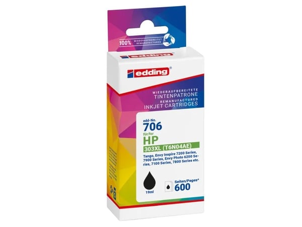 Edding EDD-706, Svart, 19 ml, 1 styck, 600 sidor, Enpack