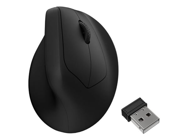 Keychron M5 - Vertikal mus - ergonomisk - optisk - 7 knapper - trådløs, kablet - 2.4 GHz, Bluetooth 5.3, USB-C - svart